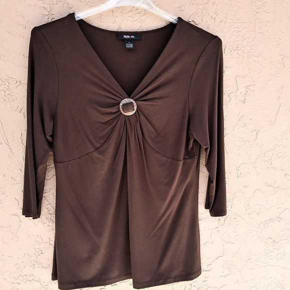STYLE & CO CASUAL TUNIC 3/4 SLEEVE BLOUSY BOTTOM - Picture 1 of 5